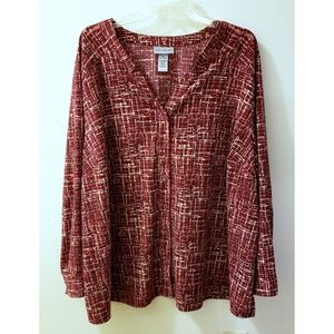 Catherines Plus Patterned Button Blouse 3X - 26/28